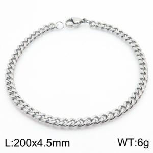 200mm Silver Color Cuban Chain Wholesale Bracelet Stainless Steel Cuff Bracelets Gift - KB179858-Z