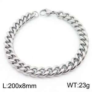 200x8mm stainless steel cuban link chain bracelelt for women men silver color - KB179873-Z