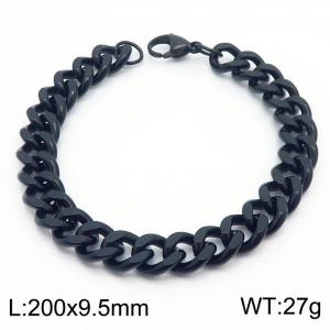 200x9.5mm twist cuban chain balck Stainless Steel bracelet for men women - KB179875-Z