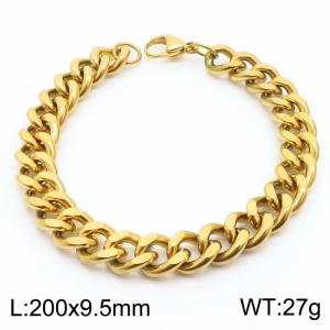 200x9.5mm twist cuban chain gold color Stainless Steel bracelet for men women - KB179877-Z