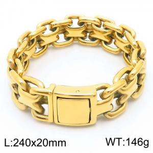 240x20mm Men's Fashion Heavy Double Layer Cuban Bracelet Stainless Steel Gold Color Bracelet Fashion Jewelry Jewelry - KB179890-KJX