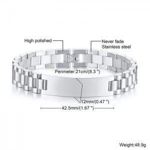 Curved sign engraved watch strap 12mm steel titanium steel men's bracelet - KB179901-WGSF