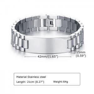 Titanium steel men's curved 15mm steel color bracelet with engraved character strap - KB179904-WGSF