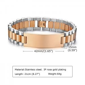 Titanium steel men's curved 15mm rose gold letterable watch strap between tags - KB179908-WGSF
