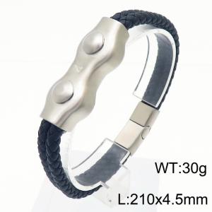 Stainless steel double collet wire clip accessory double layer leather bracelet - KB179910-JR