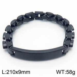 Arc carved 9mm black titanium steel men's bracelet - KB179925-JR