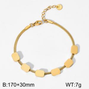 Korean Style Flat Snake Chain Square Gold Women's Stainless Steel Bracelett - KB179941-WGTH