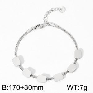 Korean Style Flat Snake Chain Square Steel Women's Stainless Steel Bracelet - KB179942-WGTH