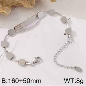 INS Style English Engraved Square Flat Snake Chain Steel color Women's Stainless Steel Bracelet - KB179944-WGML