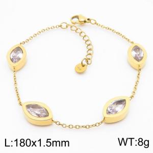 Water droplet shaped white glass titanium steel bracelet - KB180037-KFC