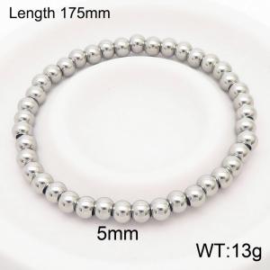 175x5mm Silver Stainless Steel Beaded Bracelet Adjustable Elastic Bracelet - KB180038-Z
