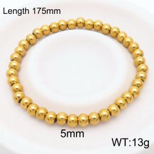175x5mm Gold Stainless Steel Beaded Bracelet Adjustable Elastic Bracelet - KB180039-Z
