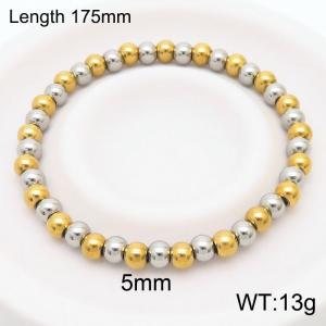 175x5mm Gold&Silver Stainless Steel Beaded Bracelet Adjustable Elastic Bracelet - KB180040-Z