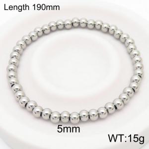 190x5mm Silver Stainless Steel Beaded Bracelet Adjustable Elastic Bracelet - KB180041-Z