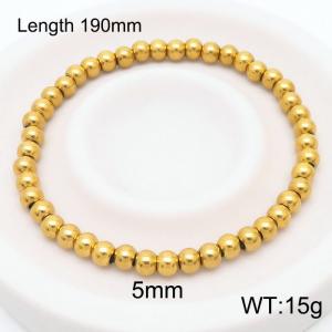 190x5mm Gold Stainless Steel Beaded Bracelet Adjustable Elastic Bracelet - KB180042-Z