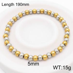 190x5mm Gold&Silver Stainless Steel Beaded Bracelet Adjustable Elastic Bracelet - KB180043-Z