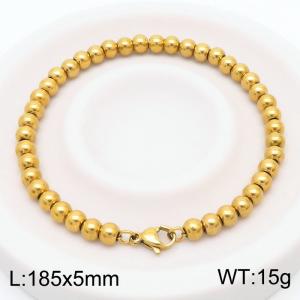 185x5mm Gold Stainless Steel Beaded Bracelet with Lobster Clasp - KB180045-Z