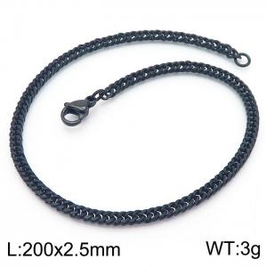 200X2.5mm Black-Plated Stainless Steel Cuban Chain Bracelet - KB180141-Z
