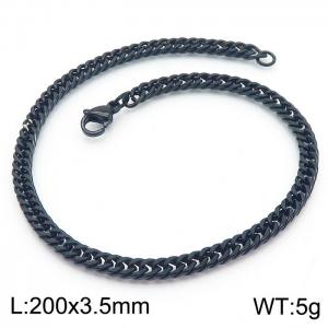 200X3.5mm Black-Plated Stainless Steel Cuban Chain Bracelet - KB180143-Z
