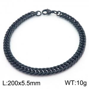 European and American fashion stainless steel 200x5.5mm Cuban chain jewelry temperament black bracelet - KB180149-Z
