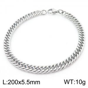 European and American fashion stainless steel 200x5.5mm Cuban chain jewelry temperament silver bracelet - KB180151-Z