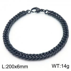 European and American fashion stainless steel 200x6mm Cuban chain jewelry temperament black bracelet - KB180152-Z