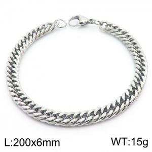 European and American fashion stainless steel 200x6mm Cuban chain jewelry temperament silver bracelet - KB180154-Z
