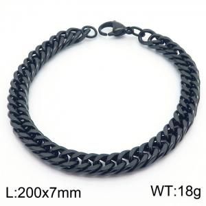 European and American fashion stainless steel 200x7mm Cuban chain jewelry temperament black bracelet - KB180155-Z