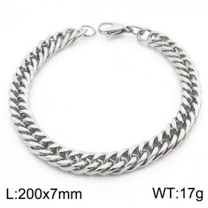European and American fashion stainless steel 200x7mm Cuban chain jewelry temperament silver bracelet - KB180157-Z