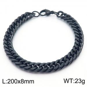 8*200mm Simple vacuum electroplated black whip chain men's and women's stainless steel bracelet - KB180158-Z
