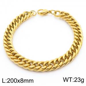 8*200mm Simple vacuum electroplated gold whip chain men's and women's stainless steel bracelet - KB180159-Z