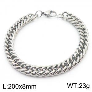 8*200mm Simple Silver Whip Chain Stainless Steel Men's and Women's Bracelet - KB180160-Z
