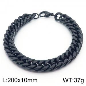 10mm Stainless Steel Cuban Chain Bracelet Black Color - KB180164-Z
