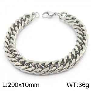 10mm Stainless Steel Cuban Chain Bracelet Silver Color - KB180166-Z