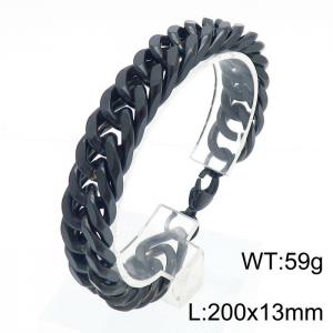 13mm Stainless Steel Cuban Chain Bracelet Black Color - KB180167-Z