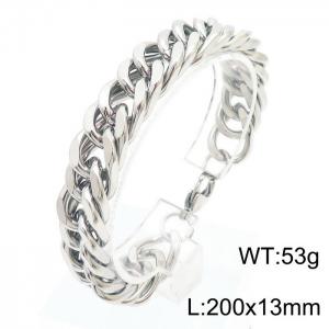 13mm Stainless Steel Cuban Chain Bracelet Silver Color - KB180169-Z