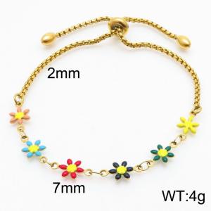 Fashion Jewelry 18k Gold Plated Stainless Steel Colorful Flower Adjustable Bracelets - KB180222-Z