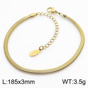 185x3mm Fashion 18k Gold Plated Snake Chain Jewelry Herringbone Stainless Steel Bracelets - KB180224-Z