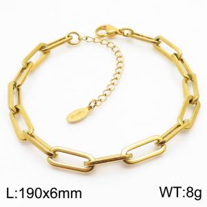 Factory Stainless Steel Bracelets Jewelry 18K Gold Plating Paperclip Chain Bracelet - KB180230-Z