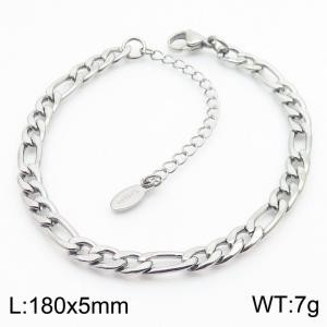 Punk Simple 180x5mm Figaro Chain Stainless Steel Bracelets Men's Gift Wholesale Jewelry - KB180233-Z