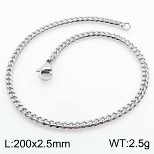 Simple and personalized 200 × 2.5mm stainless steel multi face grinding chain charm silver bracelet - KB180260-Z