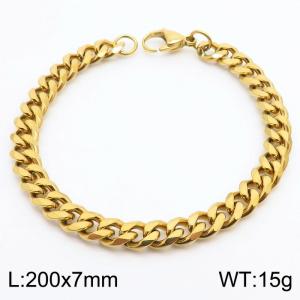 7mm Fashion Steel Gilded Men's Cuban Bracelet - KB180273-Z