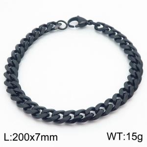 7mm Fashion Steel Black Men's Cuban Bracelet - KB180274-Z