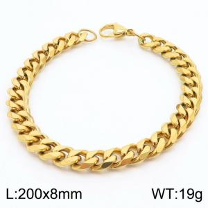 8mm Fashion Steel Gilded Men's Cuban Bracelet - KB180276-Z