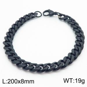 8mm Fashion Steel Black Men's Cuban Bracelet - KB180277-Z