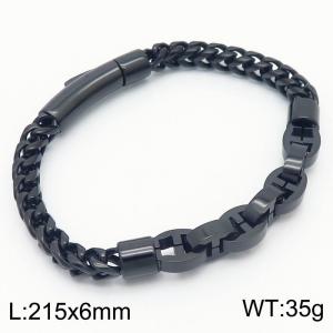 215mm black buckle splicing chain integrated buckle stainless steel bracelet - KB180290-KFC