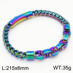 215mm dazzling color buckle splicing chain integrated buckle stainless steel bracelet - KB180291-KFC