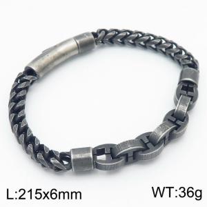 215mm vintage black buckle splicing chain integrated buckle stainless steel bracelet - KB180292-KFC