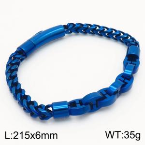 215mm blue buckle splicing chain integrated buckle stainless steel bracelet - KB180293-KFC