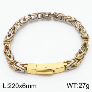 Retro style gold V-shaped woven men's 220mm stainless steel bracelet - KB180295-KFC